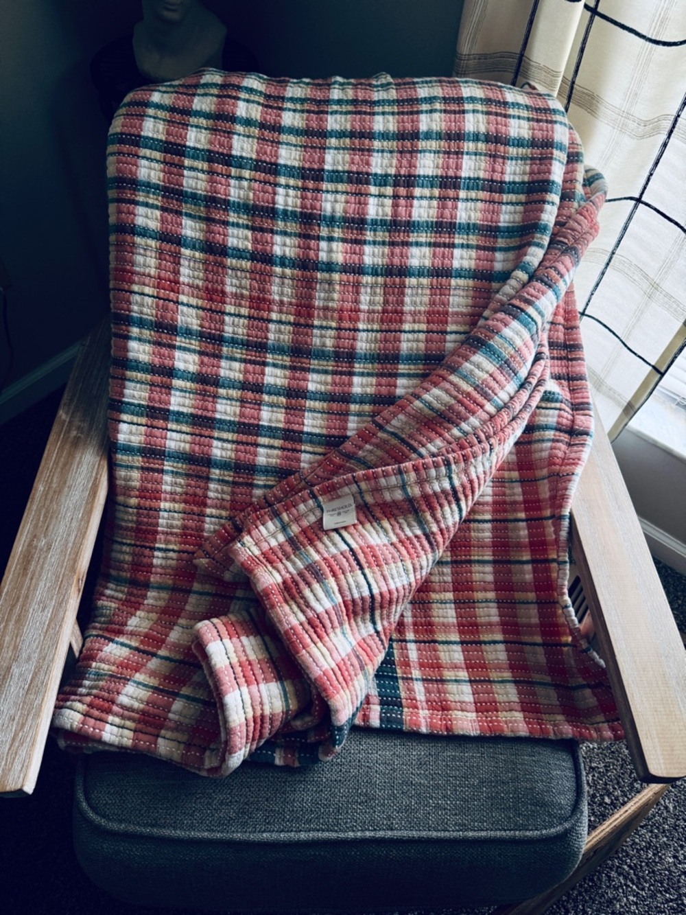 Threshold Plaid Quilt Blanket Queen Multicolor Cotton Blend Cozy